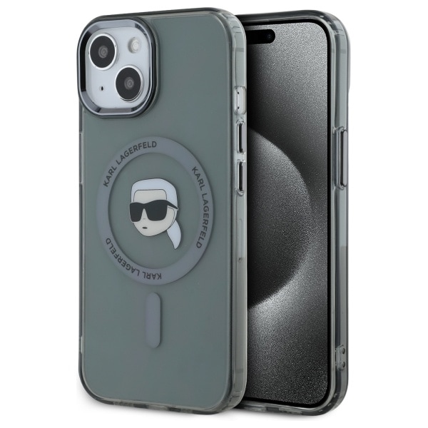 Karl Lagerfeld KLHMP15SHLSKIK iPhone 15 6,1" svart/svart hårddisk IML Metall Karl Head MagSafe