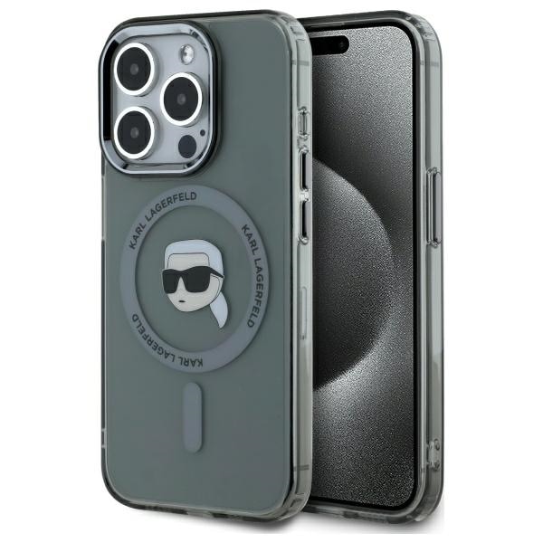 Karl Lagerfeld KLHMP15XHLSKIK iPhone 15 Pro Max 6.7" svart hårddisk IML Metal Karl Head MagSafe