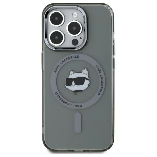 Karl Lagerfeld KLHMP15XHLSCHK iPhone 15 Pro Max 6,7" svart hårddisk IML Metal Choupette MagSafe