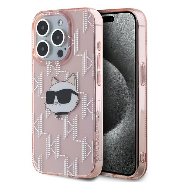 Karl Lagerfeld IML Choupette Head & Monogram-fodral för iPhone 15 Pro Max - rosa