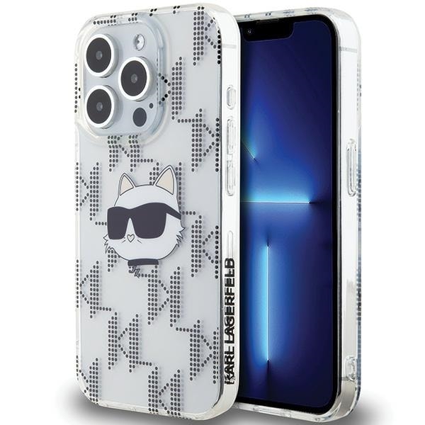 Karl Lagerfeld IML Choupette Head & Monogram-fodral för iPhone 15 Pro Max - transparent