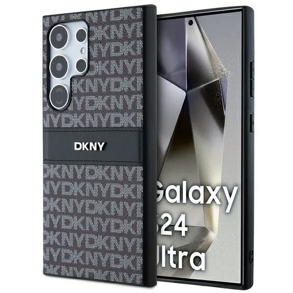 DKNY läderfodral med monostripe och metallogo för Samsung Galaxy S24 Ultra - svart
