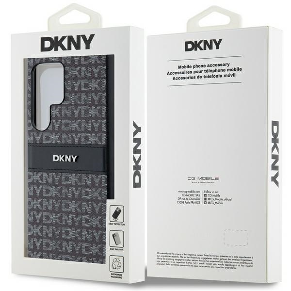 DKNY læderetui med monostribe og metallogo til Samsung Galaxy S24 Ultra - sort