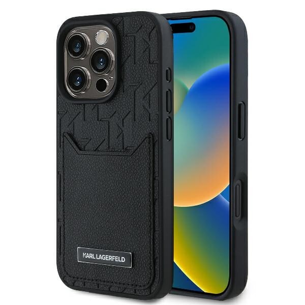 Karl Lagerfeld Cardslots Monogram iPhone 16 Pro Max Fodral - Svart