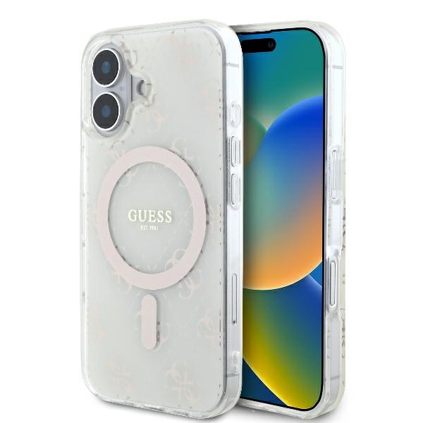 Guess IML 4G Bakgrund MagSafe-fodral för iPhone 16 Plus - Vit