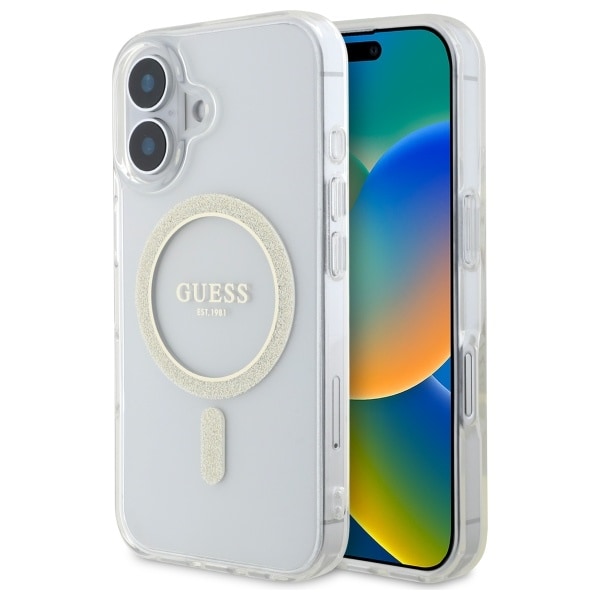 Guess GUHMP16MHFGERET iPhone 16 Plus 6.7" transparent case IML Glitter Circle MagSafe