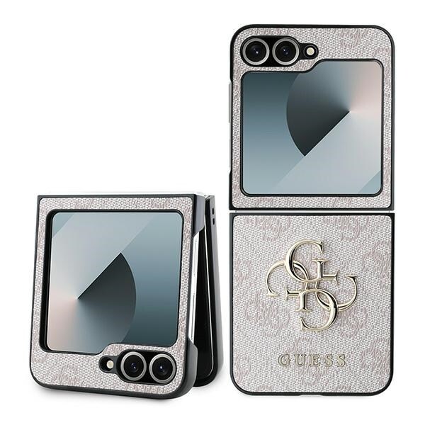 Guess Läder 4G Metall Logo Fodral för Samsung Galaxy Z Flip 6 - Rosa