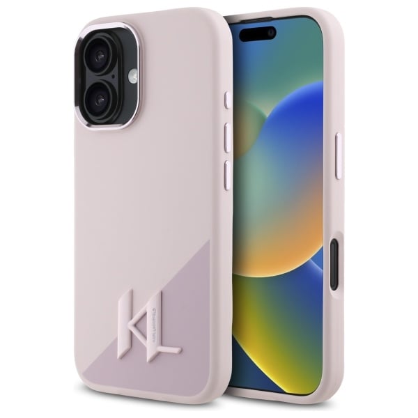 Karl Lagerfeld Silicone Shadow Metal Initial MagSafe iPhone 16 Fodral - Rosa
