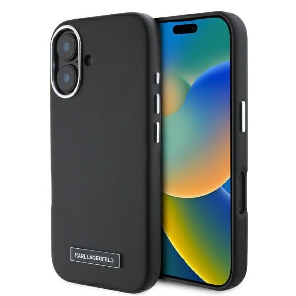 Karl Lagerfeld FW Metallplatta MagSafe iPhone 16 Fodral - Svart