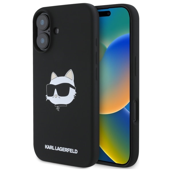 Karl Lagerfeld Silikon Choupette Head Print MagSafe iPhone 16 Fodral - Svart