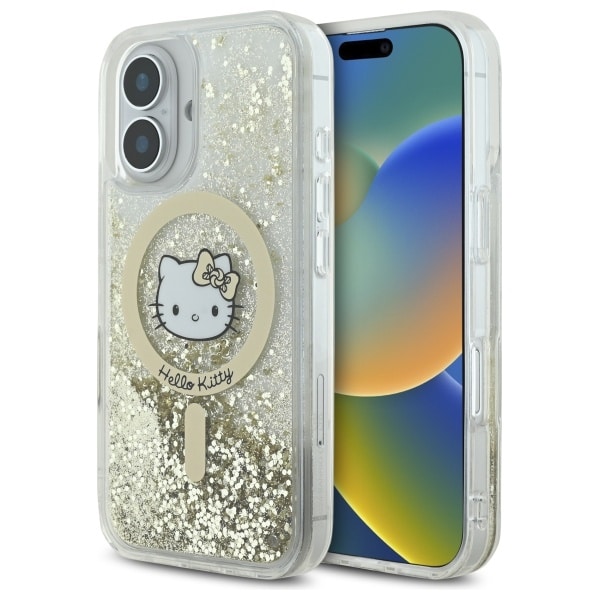 Hello Kitty Liquid Glitter Fever MagSafe iPhone 16 fodral - Guld