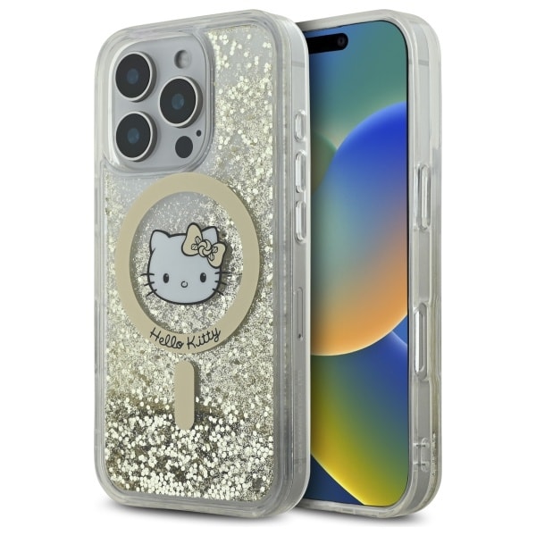 Hello Kitty Liquid Glitter Fever MagSafe iPhone 16 Pro-fodral - Guld