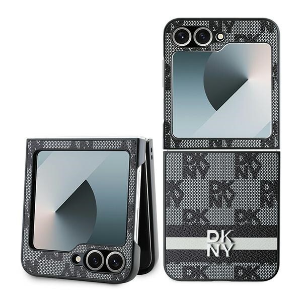 DKNY Checkered Pattern Printed Stripes fodral till Samsung Galaxy Z Flip 6 - svart