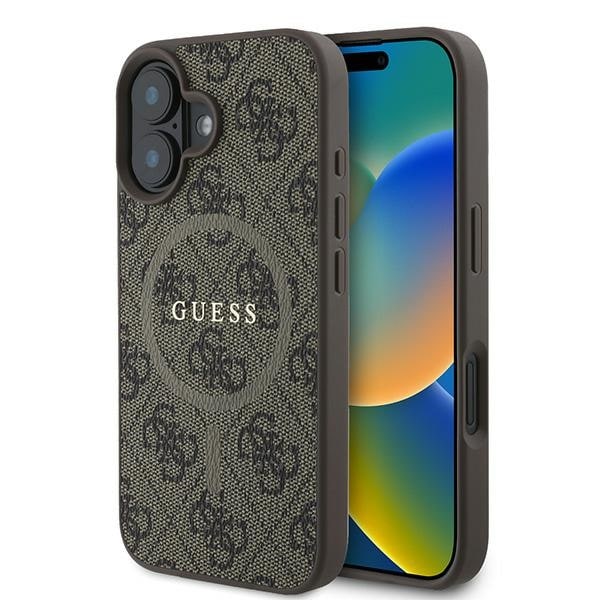 Guess 4G Ring Classic Logo MagSafe iPhone 16 Plus Fodral - Brun
