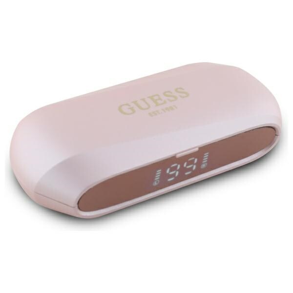 Guess Långsträckt metallisk tryckt logotyp Bluetooth TWS hörlurar + dockningsstation - Rosa