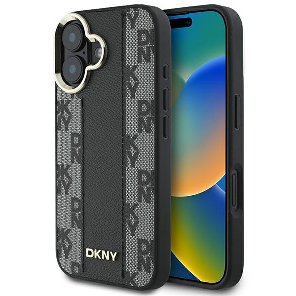DKNY rutigt mönster Magsafe iPhone 16 Plus-fodral - svart
