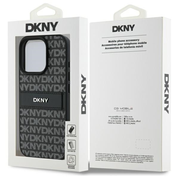 DKNY Texture Pattern Tonal Stripe iPhone 16 Pro Max-etui - Sort