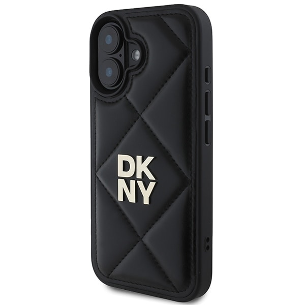 DKNY Quilted Stack Logo iPhone 16 Etui - Sort