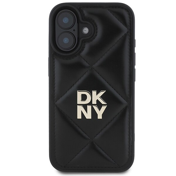 DKNY Quilted Stack Logo iPhone 16 Etui - Sort