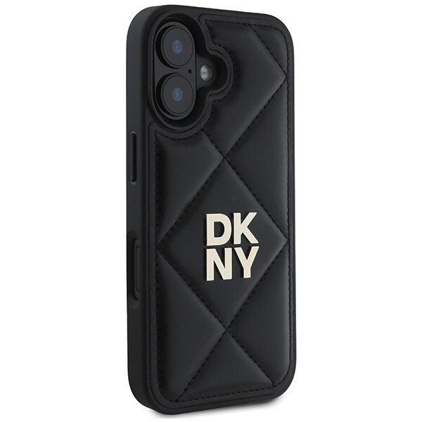 DKNY Quilted Stack Logo iPhone 16 Etui - Sort