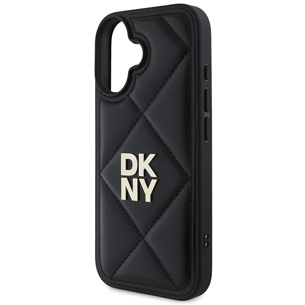 DKNY Quilted Stack Logo iPhone 16 Etui - Sort