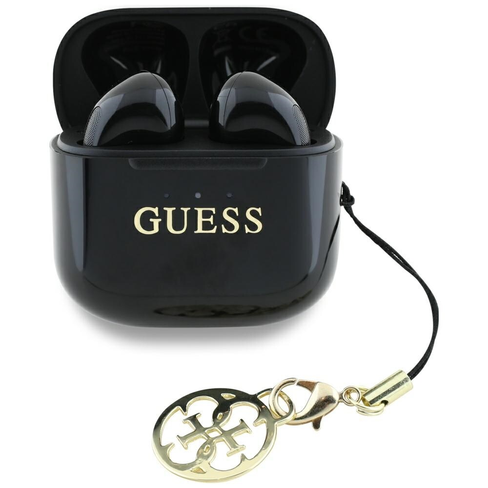 Guess Glansig effekt tryckt Classic Logo & Charm TWS hörlurar - svart