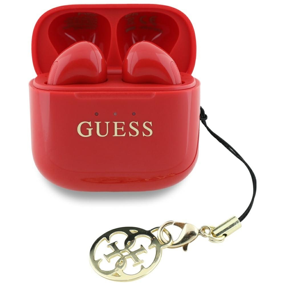 Guess Glansigt effekttryck Classic Logo & Charm TWS hörlurar - röd