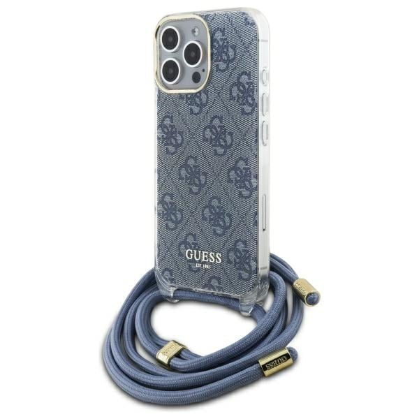 Guess Crossbody Cord 4G Print Fodral för iPhone 16 Pro Max - Blå