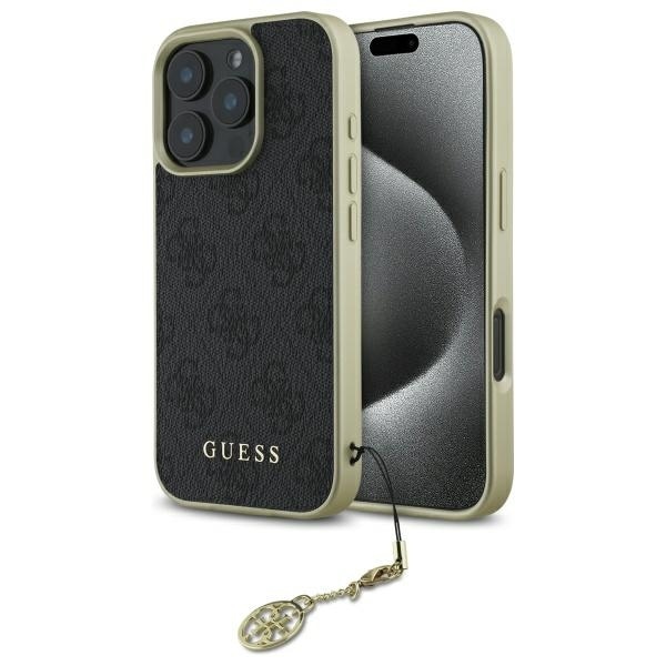 Guess 4G Charms Collection-fodral för iPhone 16 Pro - svart