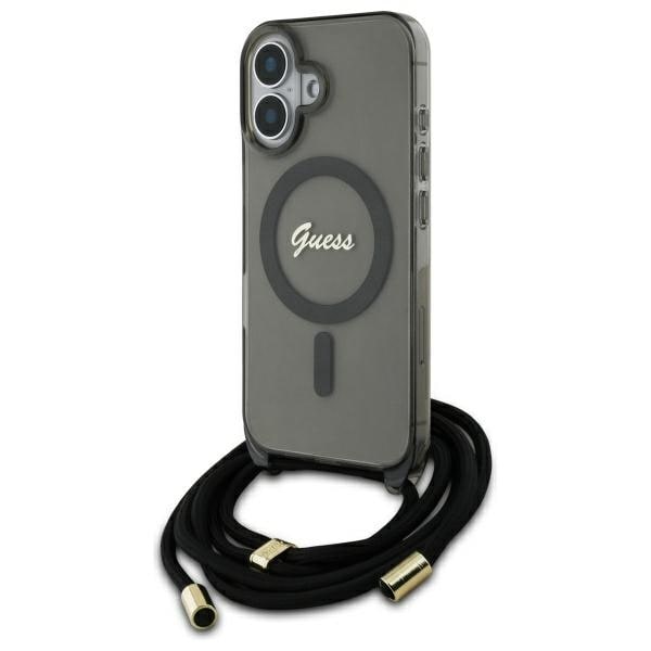 Guess Crossbody Cord Script MagSafe iPhone 16 Fodral - Svart