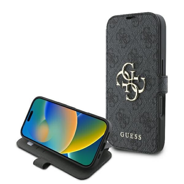 Guess 4G Metal Logo iPhone 16 Fodral - Svart