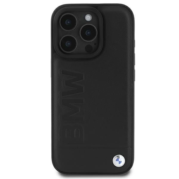 BMW Læder Hot Stamp iPhone 16 Pro-etui - sort