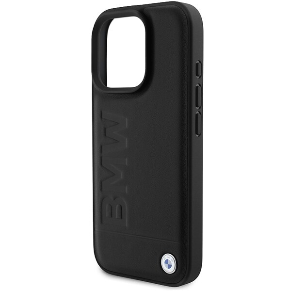 BMW Læder Hot Stamp iPhone 16 Pro-etui - sort