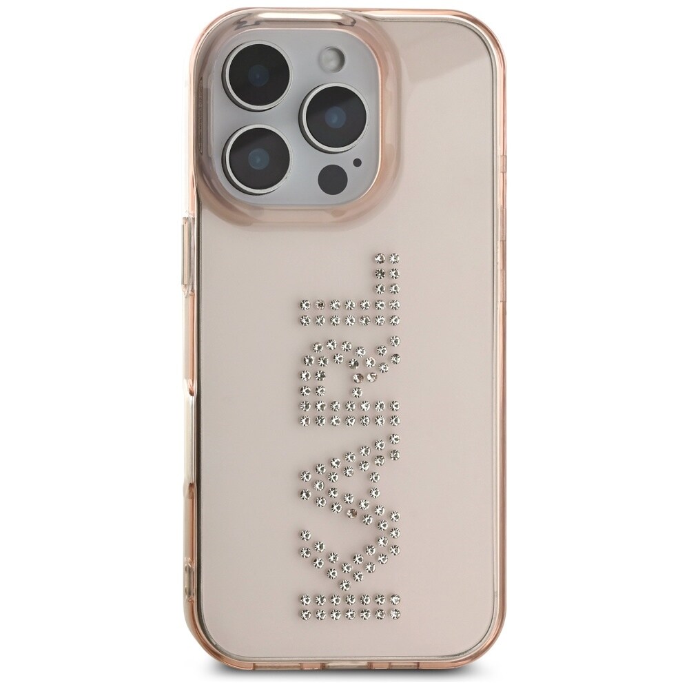 Karl Lagerfeld IML Rhinestones Logo iPhone 16 Pro taske - Pink