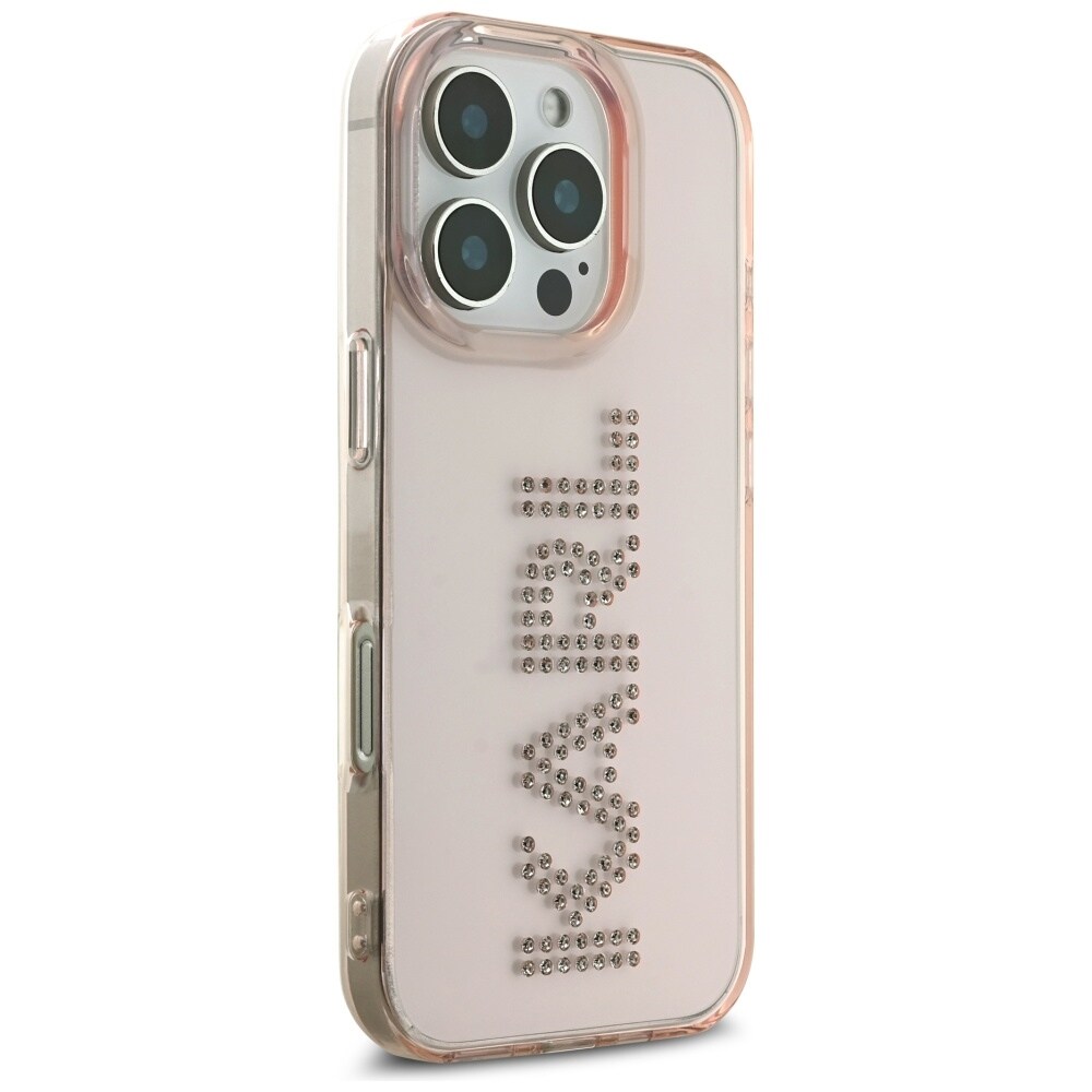 Karl Lagerfeld IML Rhinestones Logo iPhone 16 Pro taske - Pink