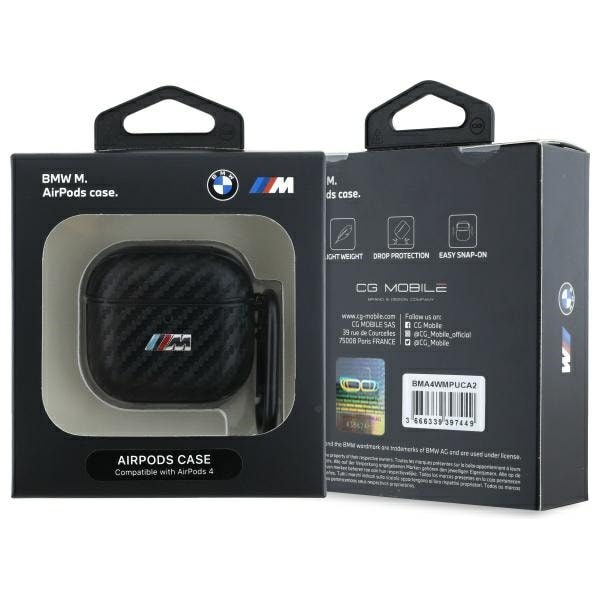 BMW BMA4CMPUCA AirPods 4 cover sort/sort PU Carbon M Collection