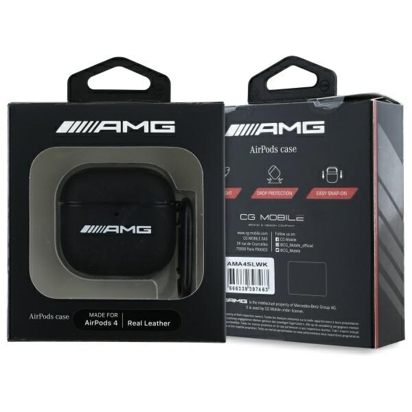AMG læderetui med hvidt logo til AirPods 4 - sort/hvid