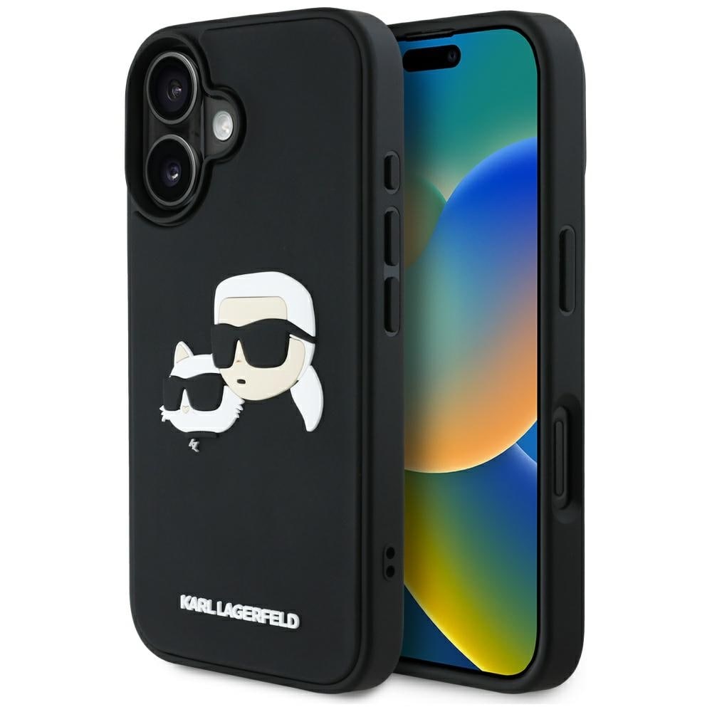Karl Lagerfeld HC 3D Rubber Double Heads iPhone 16 Fodral - Svart