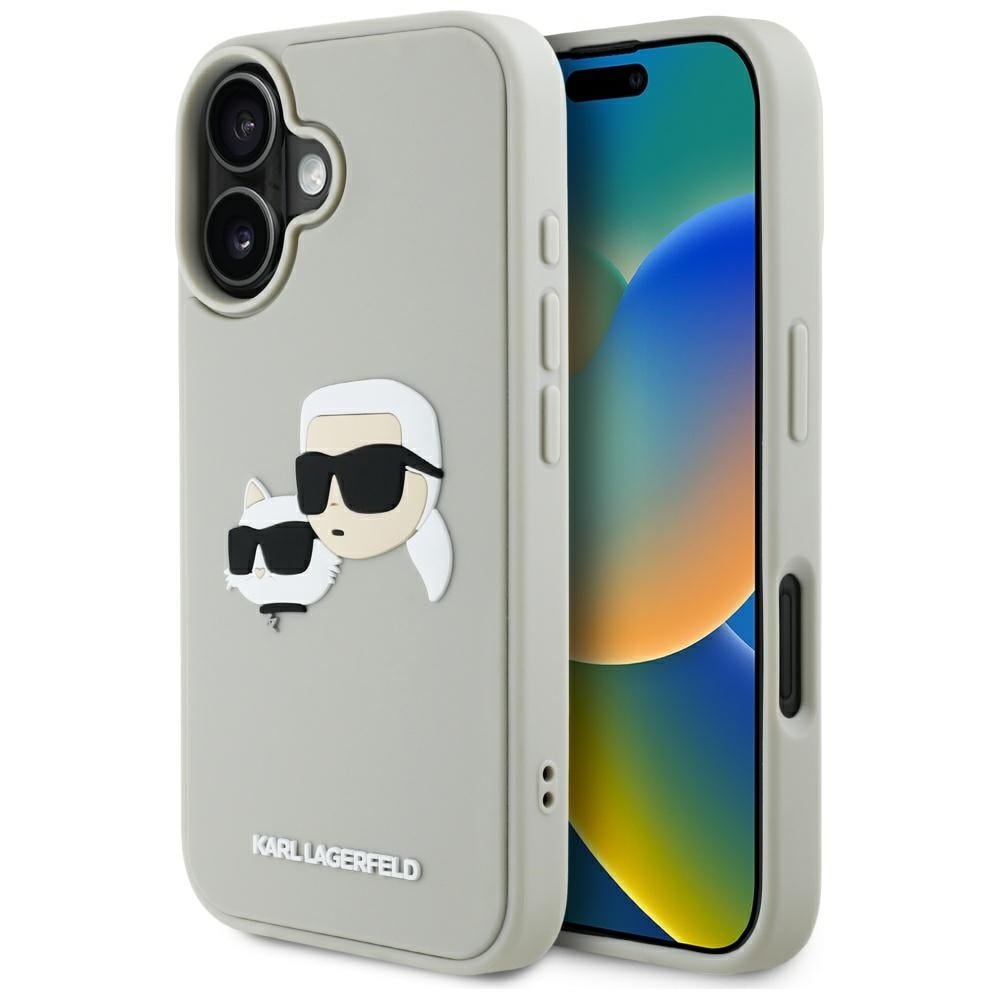 Karl Lagerfeld HC 3D Rubber Double Heads iPhone 16 Fodral - Beige