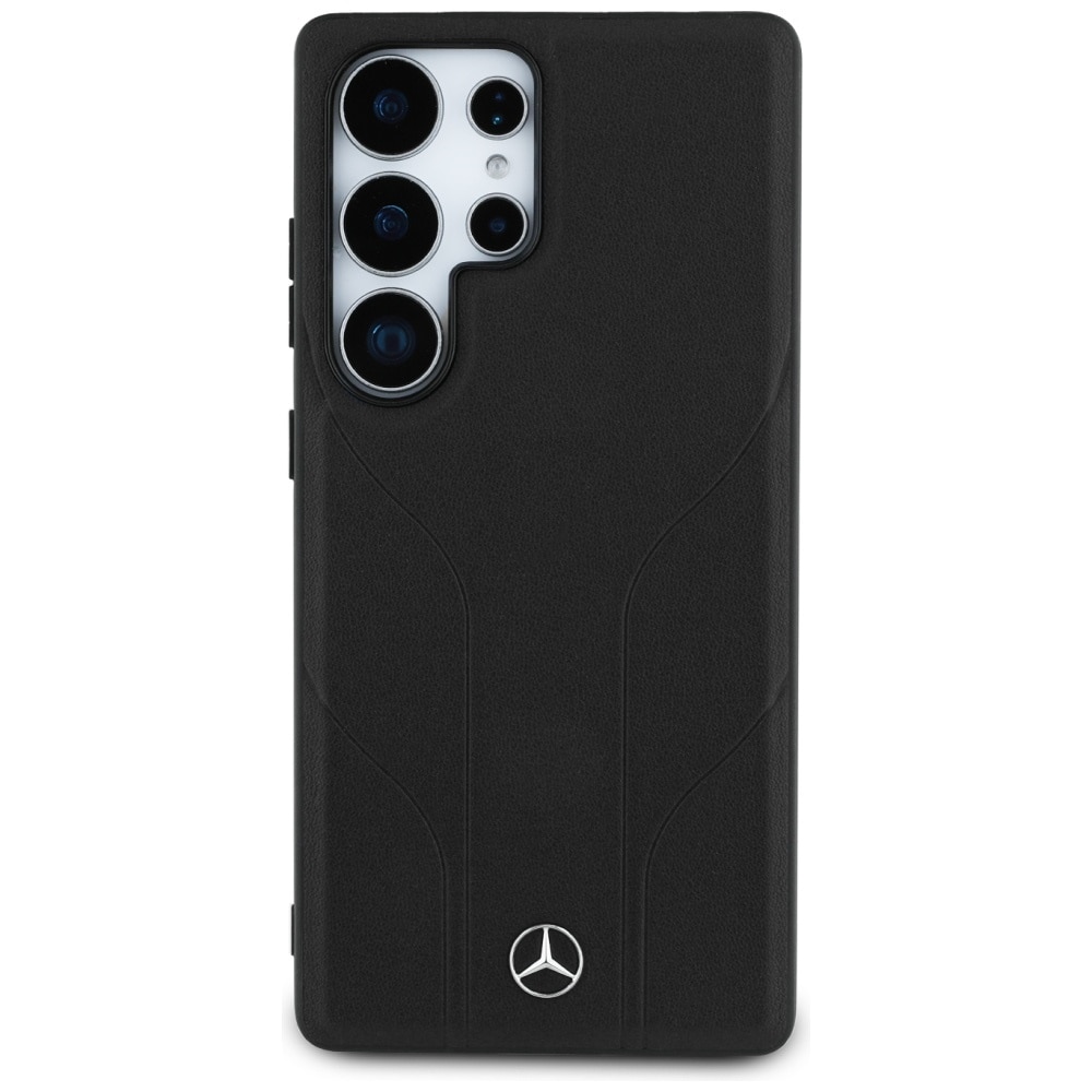 Mercedes MagSafe-etui i læder med prægede linjer til Samsung Galaxy S25 Ultra - sort