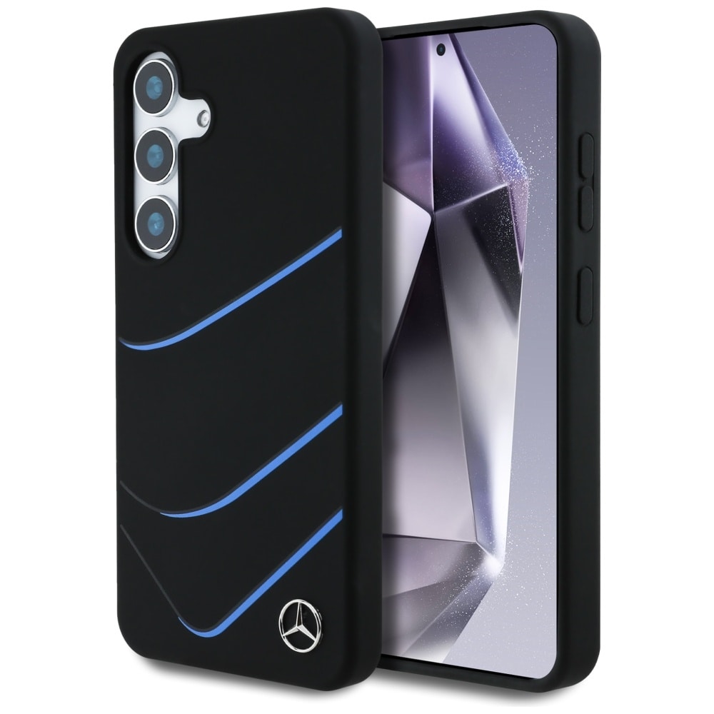 Mercedes MagSafe-fodral i silikon med kontrasterade kurvor för Samsung Galaxy S25 - Svart