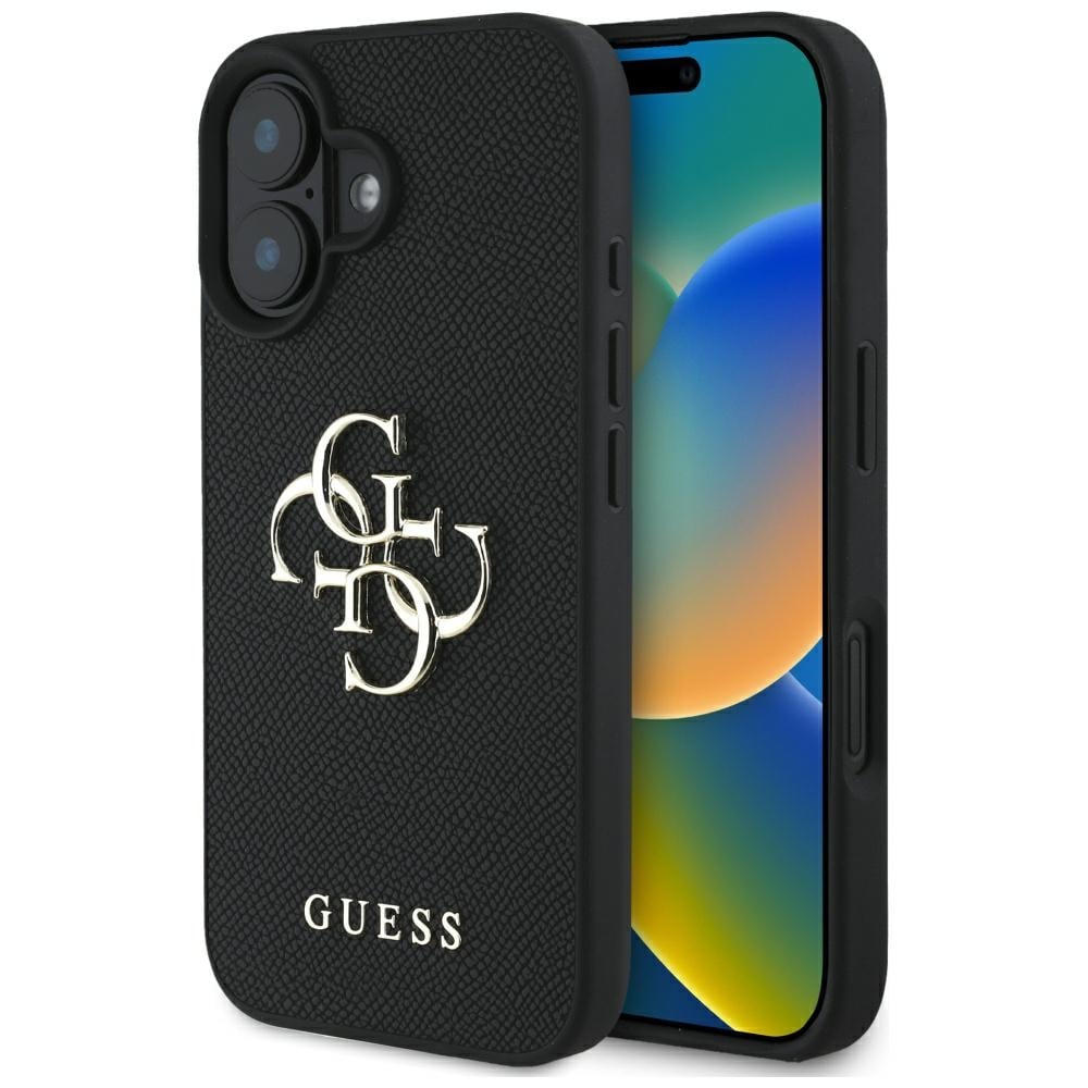 Guess Grained Big 4G Logo Small Classic Logofodral till iPhone 16 - svart