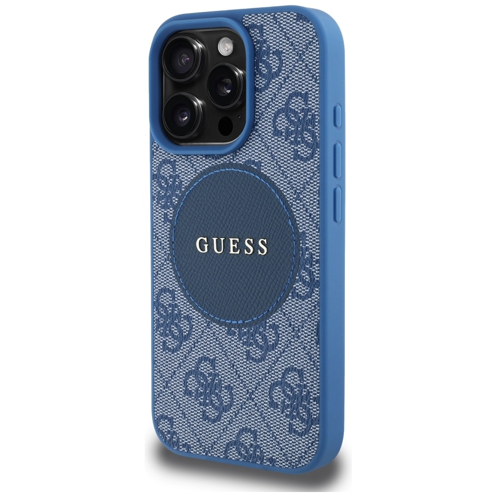 Guess 4G Circle Classic Logo MagSafe-etui til iPhone 16 Pro Max - blå