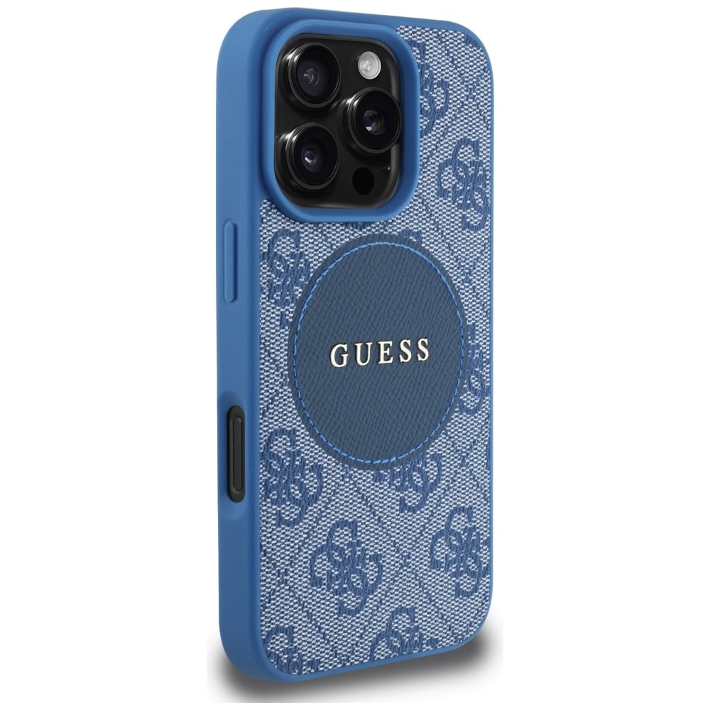Guess 4G Circle Classic Logo MagSafe-etui til iPhone 16 Pro Max - blå