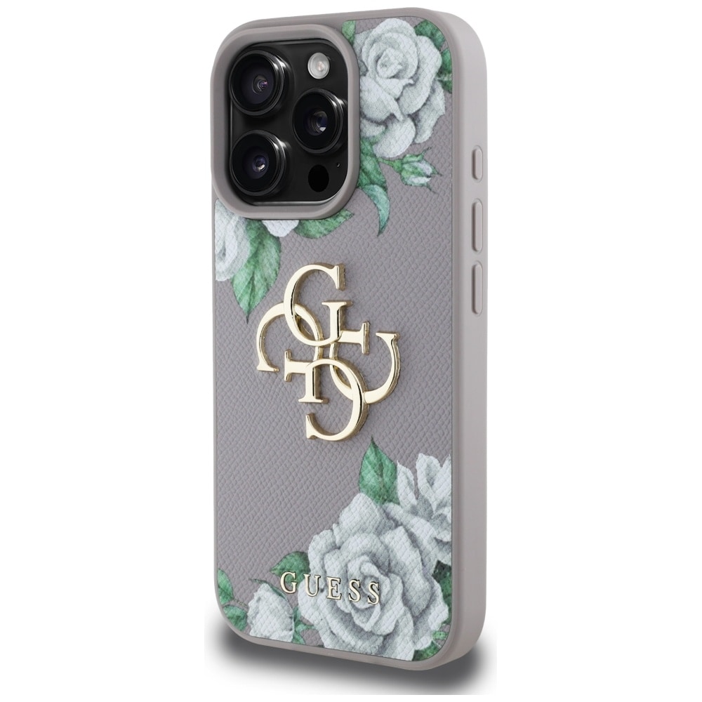 Guess Kornede roser Stort 4G-logo iPhone 16 Pro Max-etui - Lilla