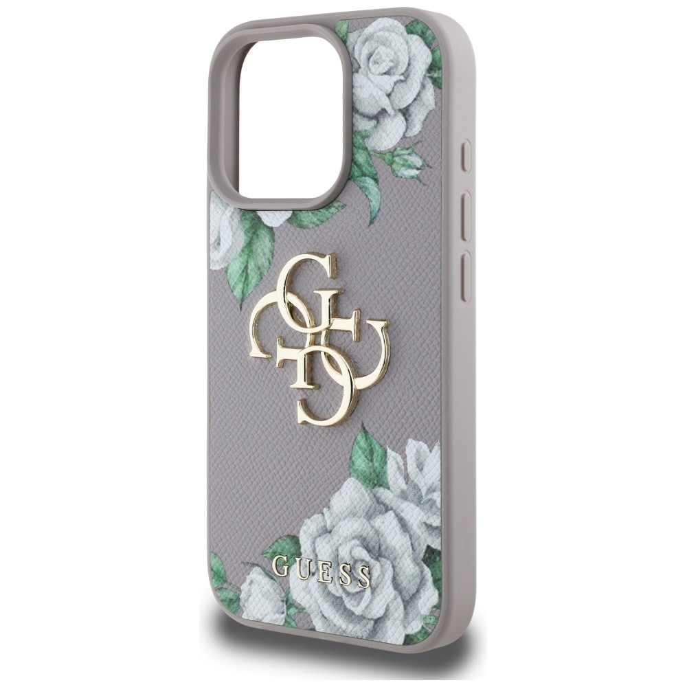 Guess Kornede roser Stort 4G-logo iPhone 16 Pro Max-etui - Lilla