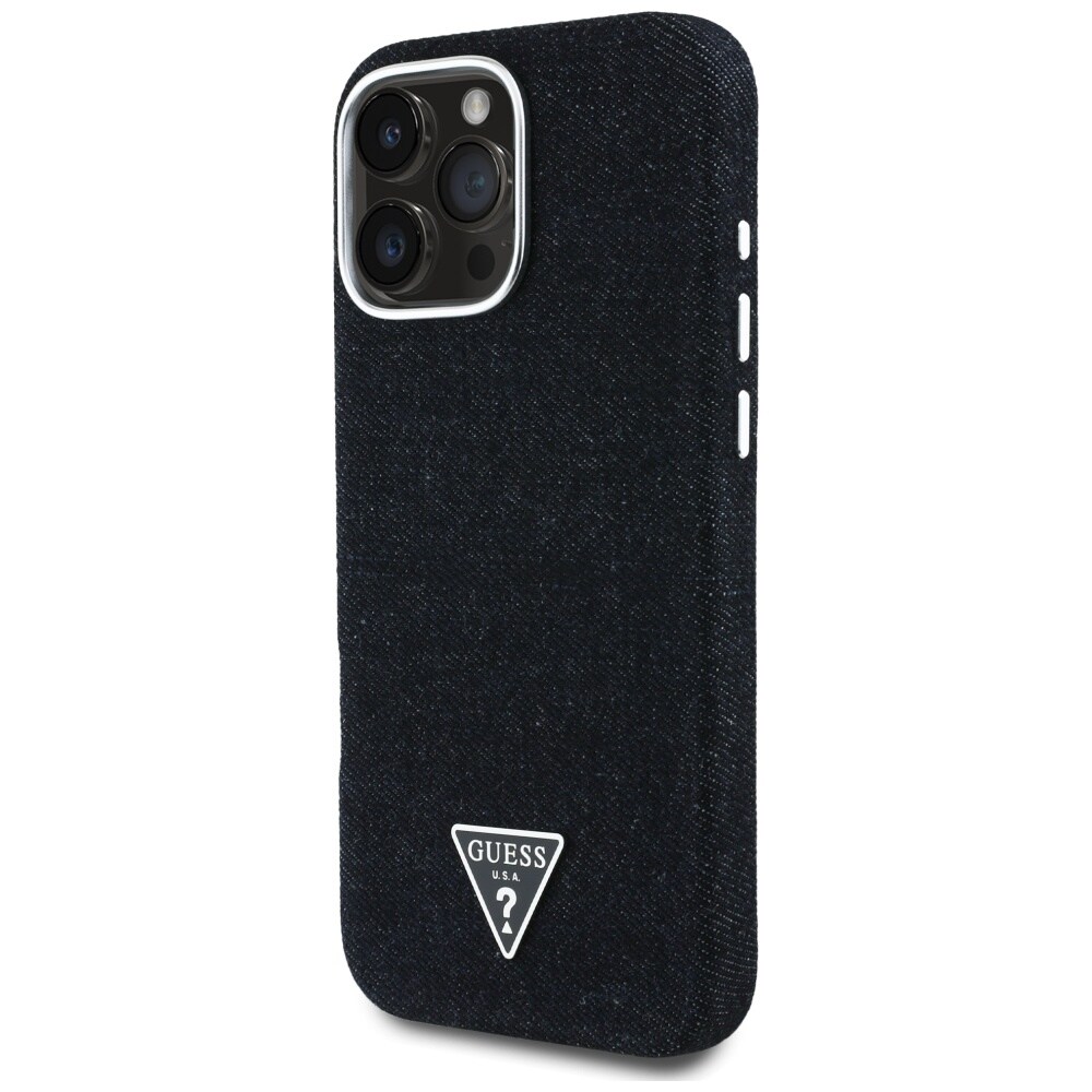Guess Denim Triangle Logo MagSafe-etui til iPhone 16 Pro - sort