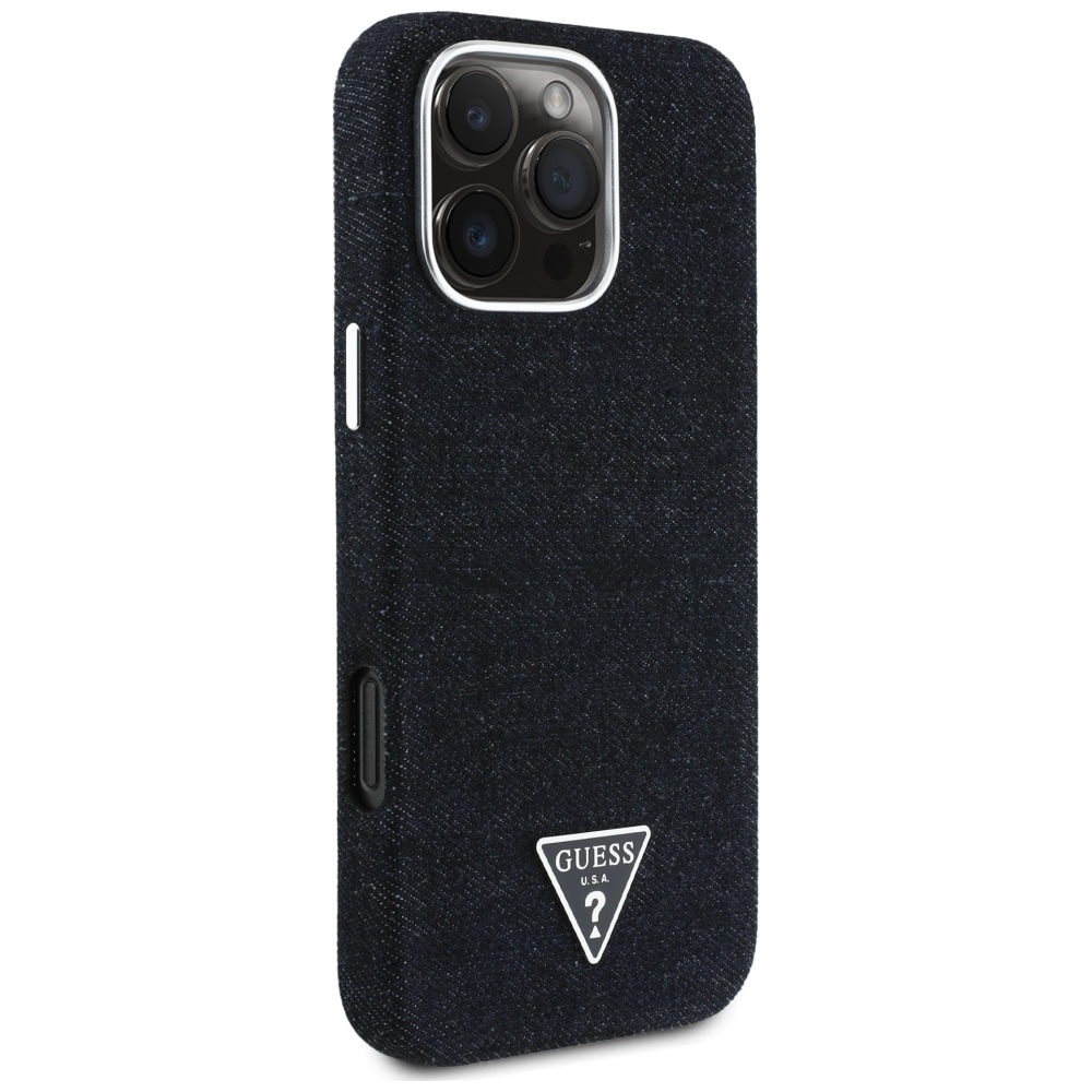 Guess Denim Triangle Logo MagSafe-etui til iPhone 16 Pro - sort