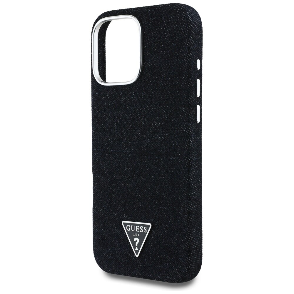 Guess Denim Triangle Logo MagSafe-etui til iPhone 16 Pro - sort