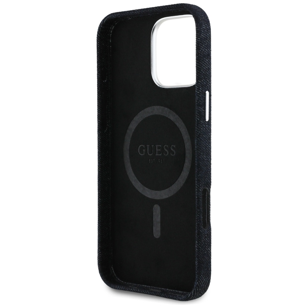Guess Denim Triangle Logo MagSafe-etui til iPhone 16 Pro - sort